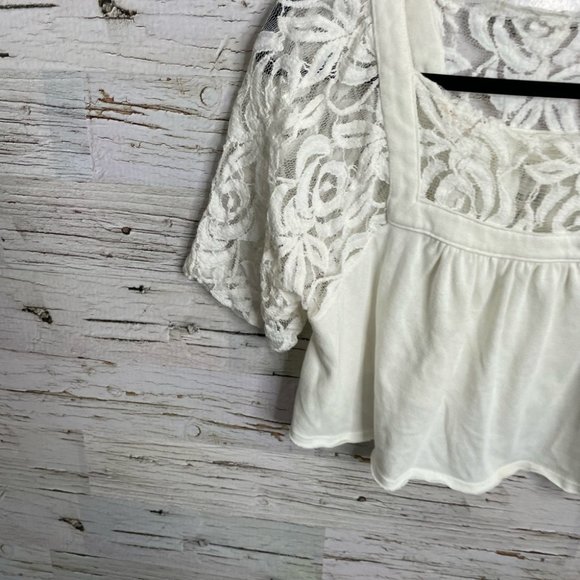 We the free people white crop blouse lace size small - Picture 2 of 12
